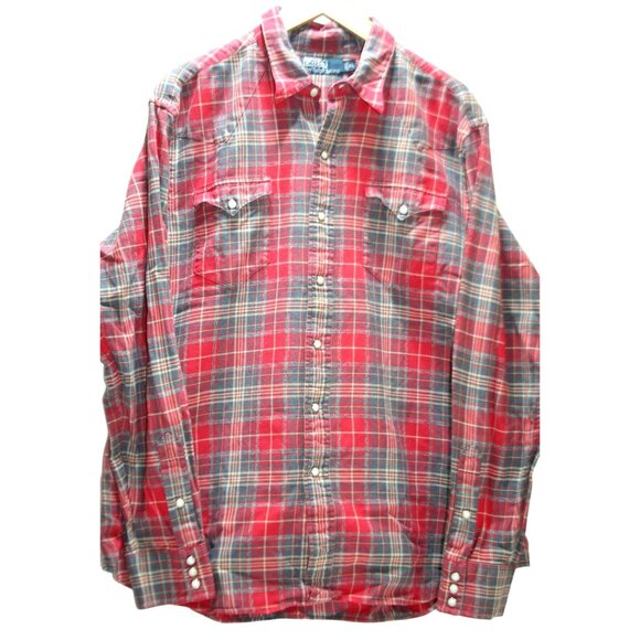 Polo Ralph Lauren Other - Polo Ralph Lauren Flannel Pearl Snap Western Yoke Shirt Mens XL Americana Cowboy